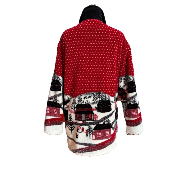 Vintage Denali Reversible Winter Village/Black Fleece Coat Made in the USA - Picture 3 of 12